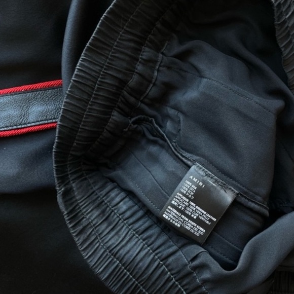 - New 🆕 AMIRI wide high waisted EXTRA LONG DRAWSTRING LEATHER stripe BLACK… - Picture 9 of 13